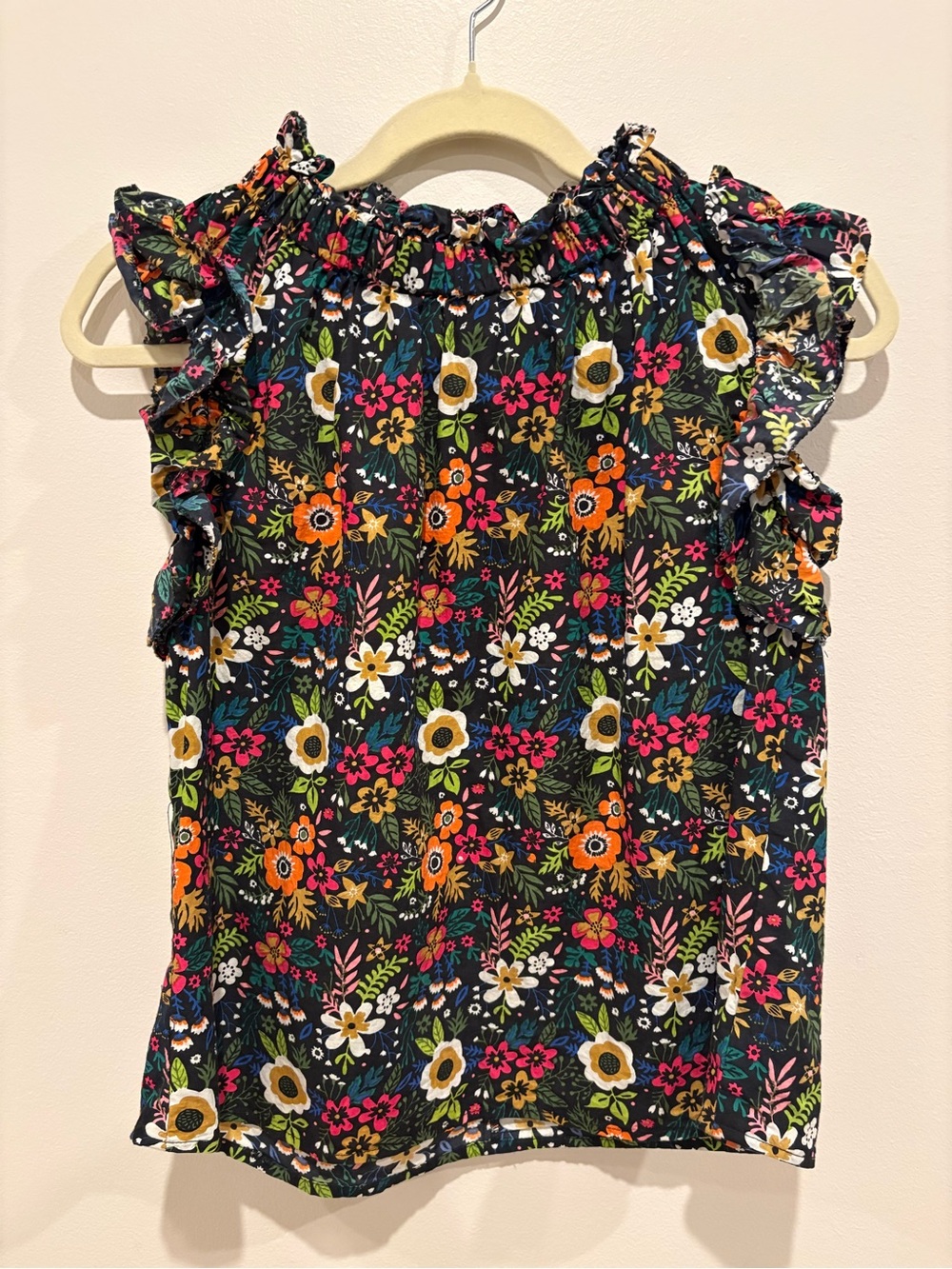 THML Floral Ruffle Sleeveless Women's Top - Black Multi